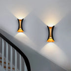 Modern Black & Gold Wall Light | Waterproof LED Up & Down Lamp