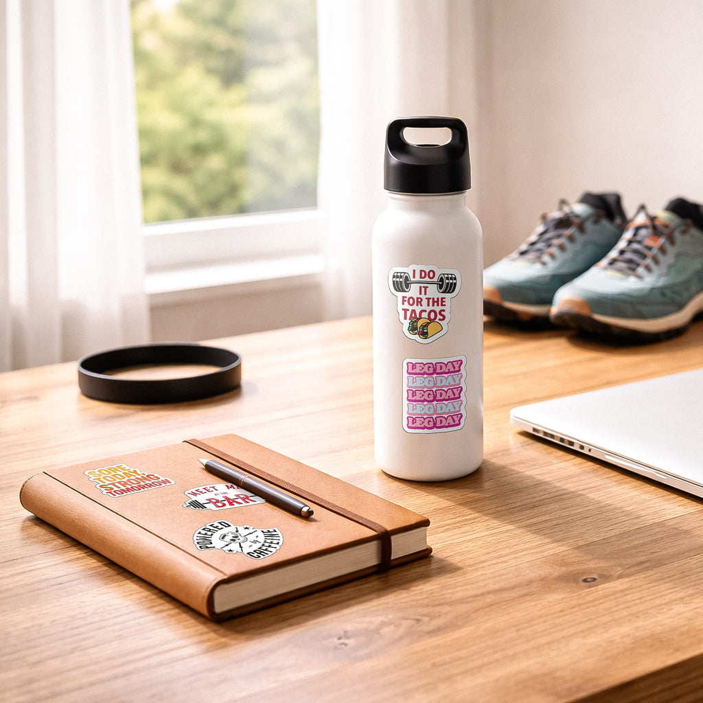 Gym Stickers 45 Pack - Workout Stickers for Water Bottle, Fitness Planner Stickers, Exercise Motivation Stickers - Waterproof Glossy Vinyl Aesthetic Stickers for Laptop, Gym Decor, Fitness Gifts