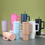 Trendy Stainless Steel Insulated Water Bottle with Straw and Handle