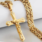 Men's Gold Cross Pendant Necklace