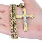 Men's Gold Cross Pendant Necklace