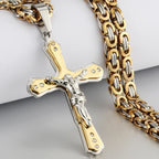 Men's Gold Cross Pendant Necklace