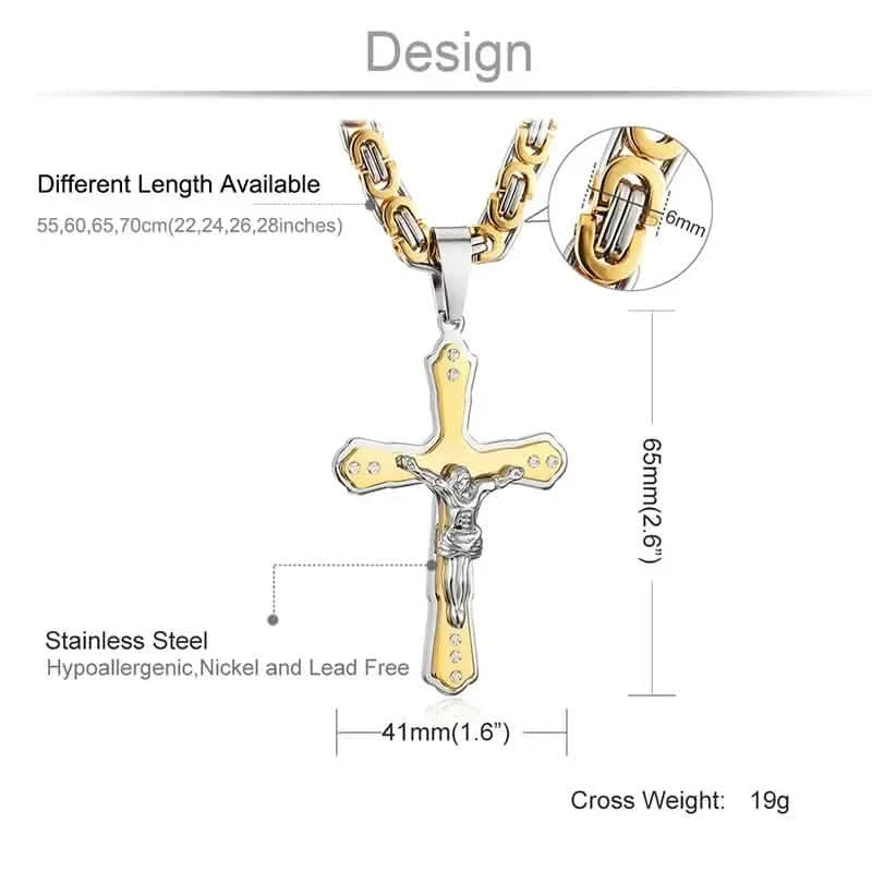 Men's Gold Cross Pendant Necklace