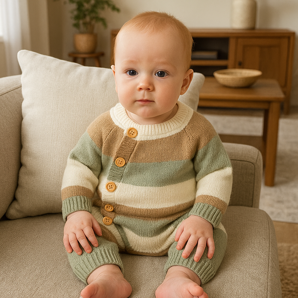 Cosy Striped Knit Baby Romper