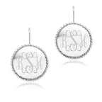 Personalized Braided Round Monogram Earrings Initial Earrings