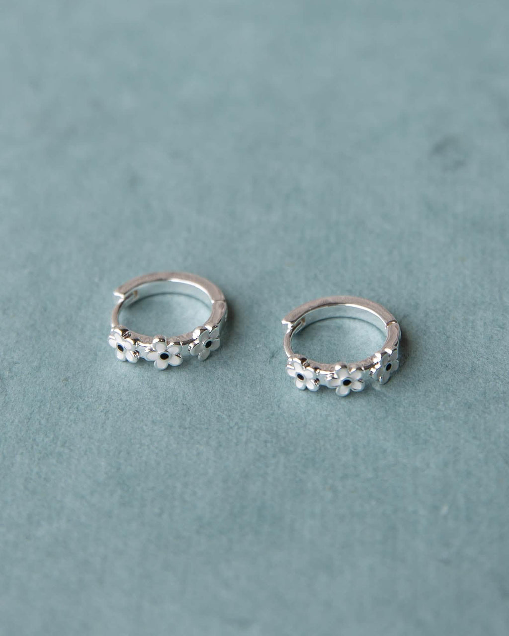 Silver In Bloom Huggie Hoop