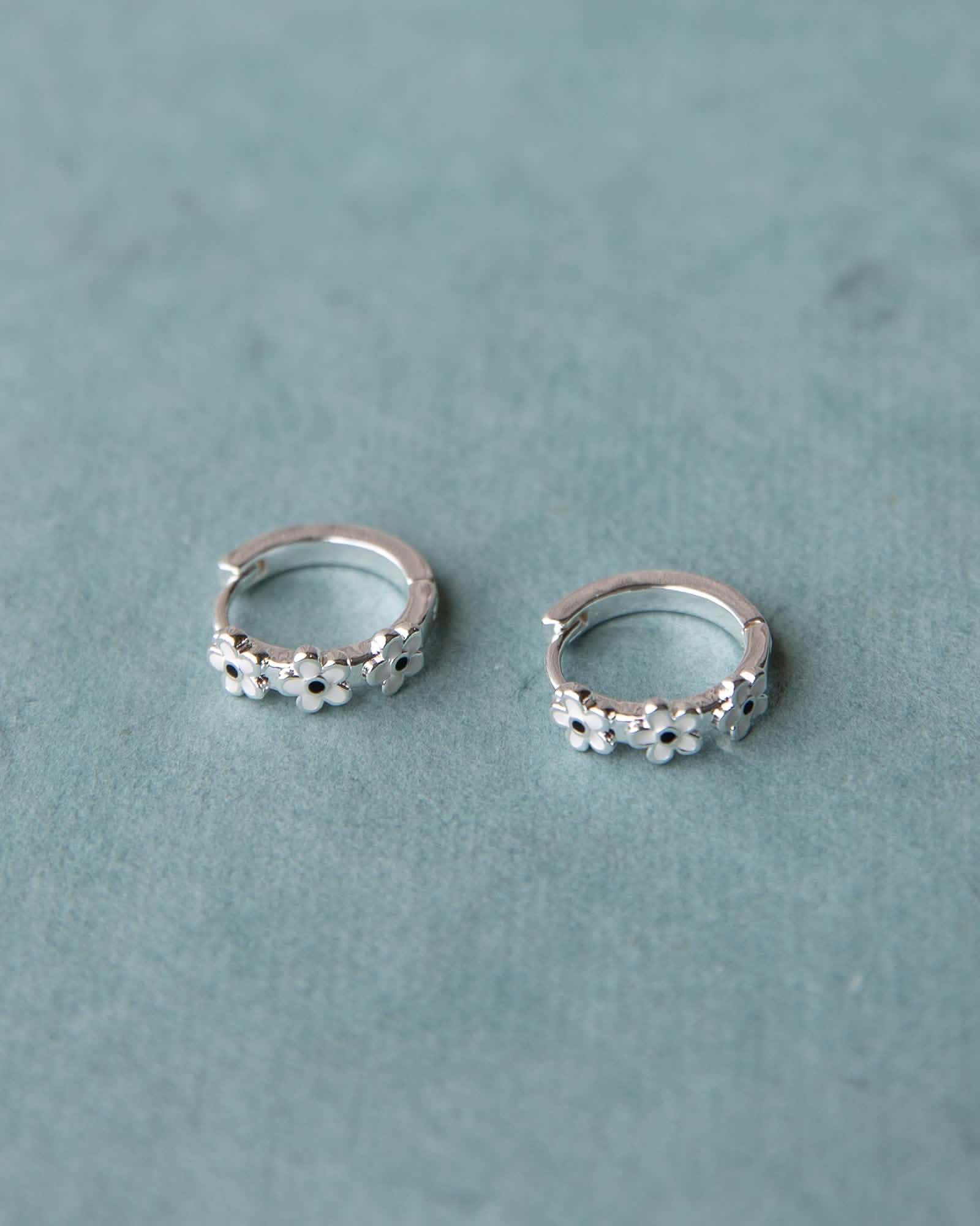 Silver In Bloom Huggie Hoop