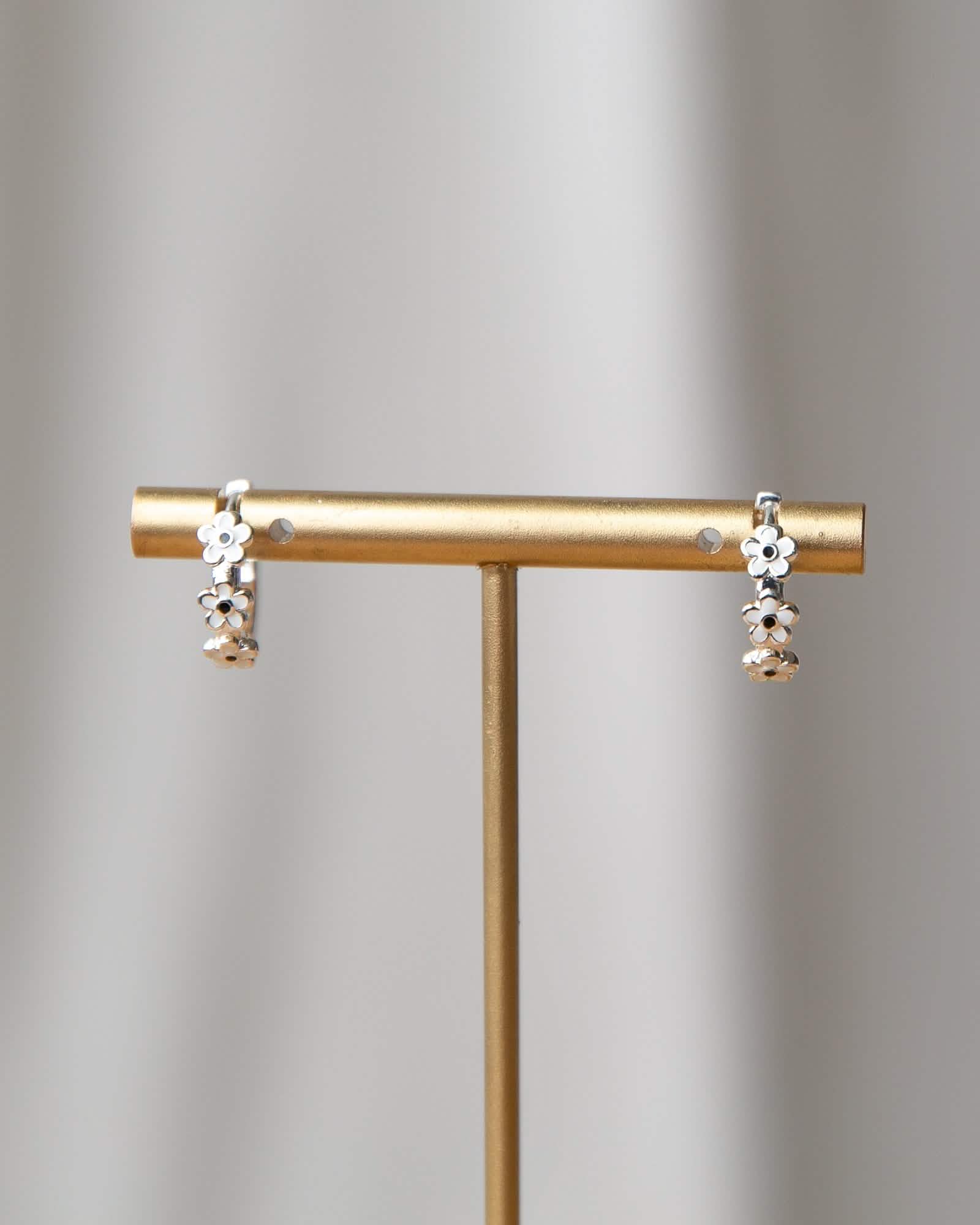 Silver In Bloom Huggie Hoop