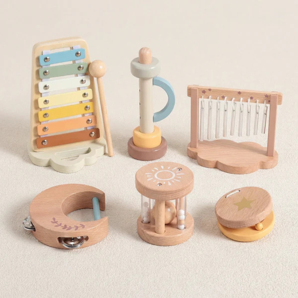 Wooden Baby Toy – 6-Piece Rattle Set