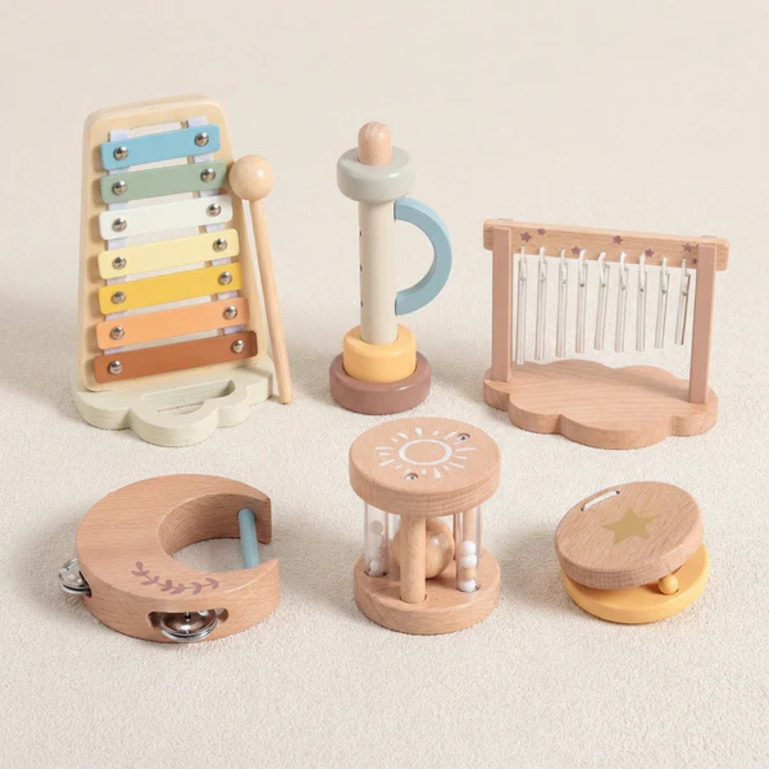 Wooden Baby Toy – 6-Piece Rattle Set