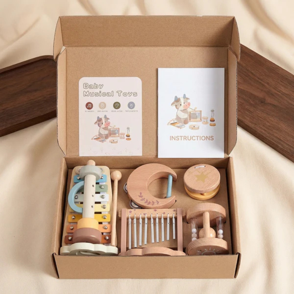 Wooden Baby Toy – 6-Piece Rattle Set