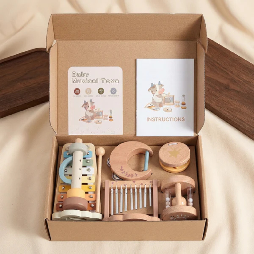 Wooden Baby Toy – 6-Piece Rattle Set