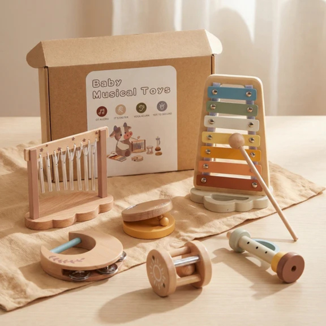 Wooden Baby Toy – 6-Piece Rattle Set