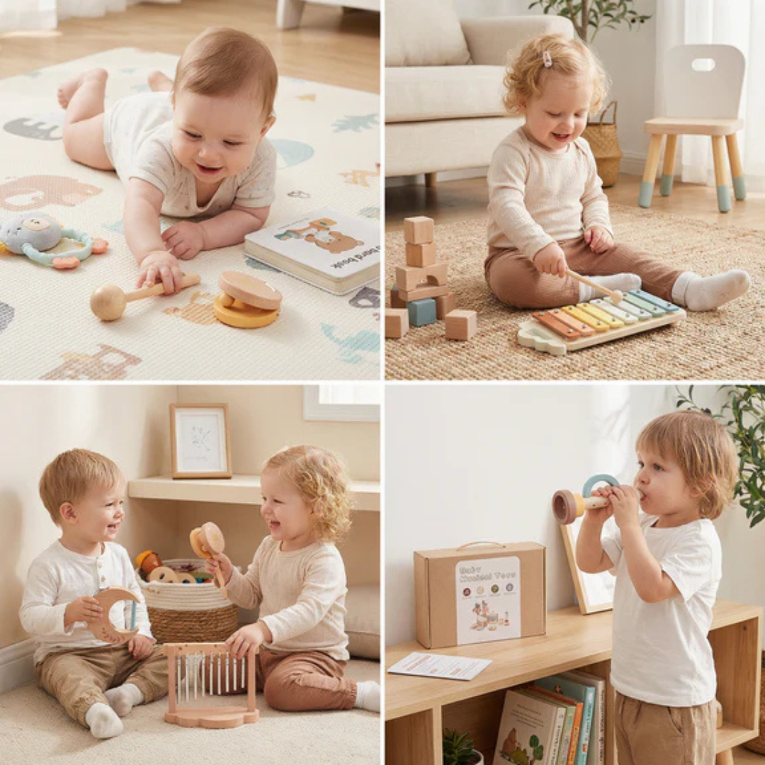 Wooden Baby Toy – 6-Piece Rattle Set