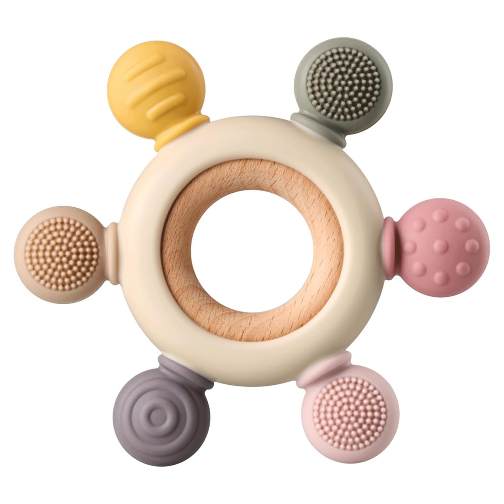 Silicone & Wood Baby Teething Ring