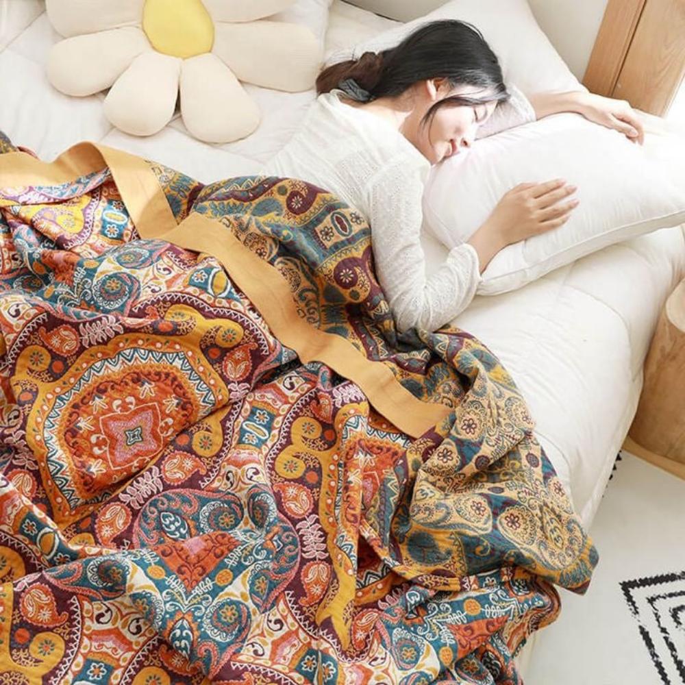 Reversible Boho Throw Blanket
