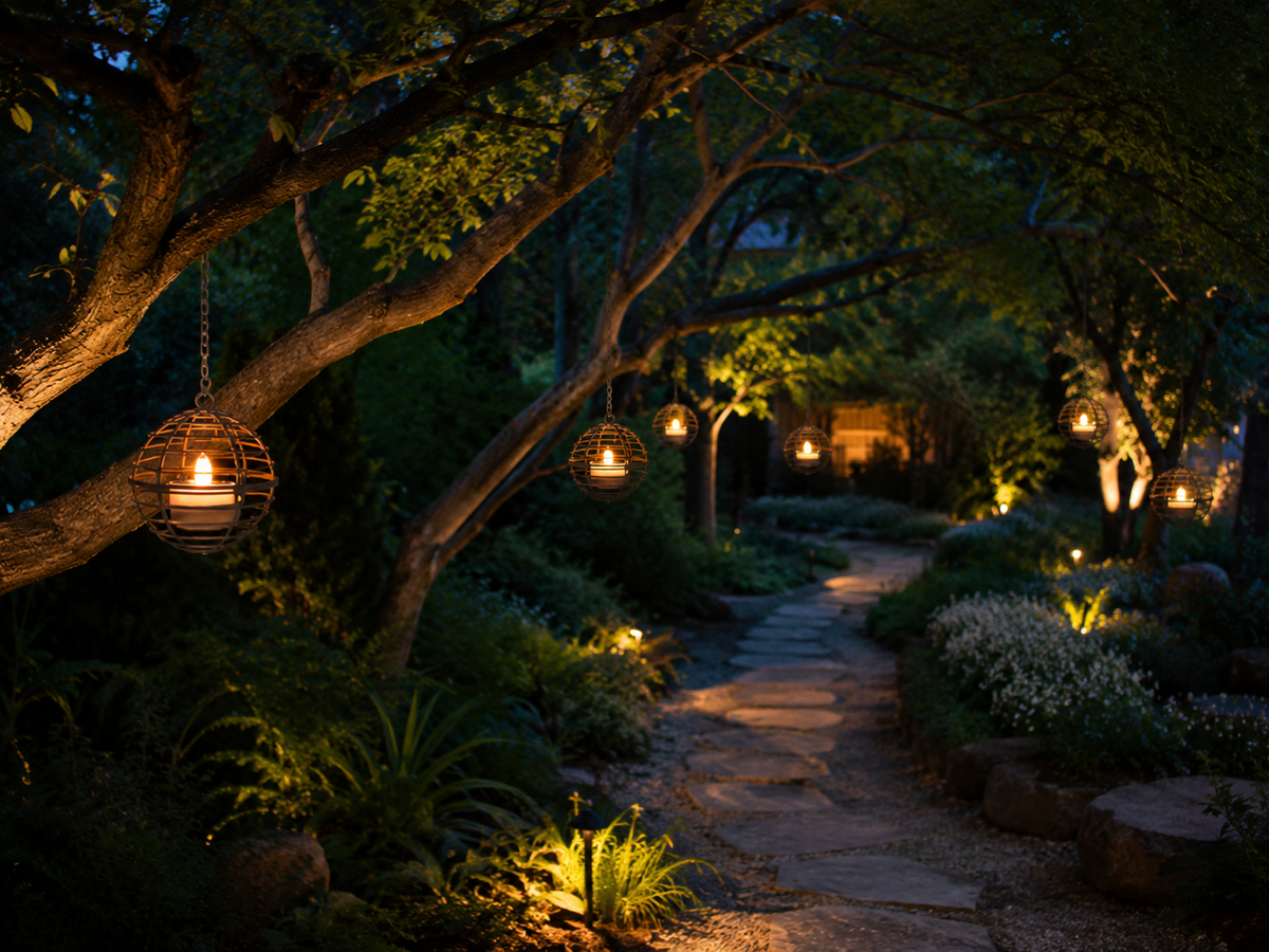 Solar Iron Sphere Lanterns | Set of 4