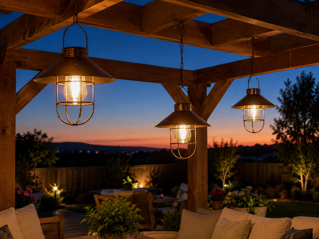 Solar Iron Chandelier Lanterns | Set of 2