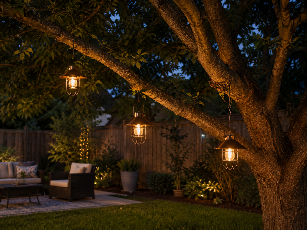 Solar Iron Chandelier Lanterns | Set of 2