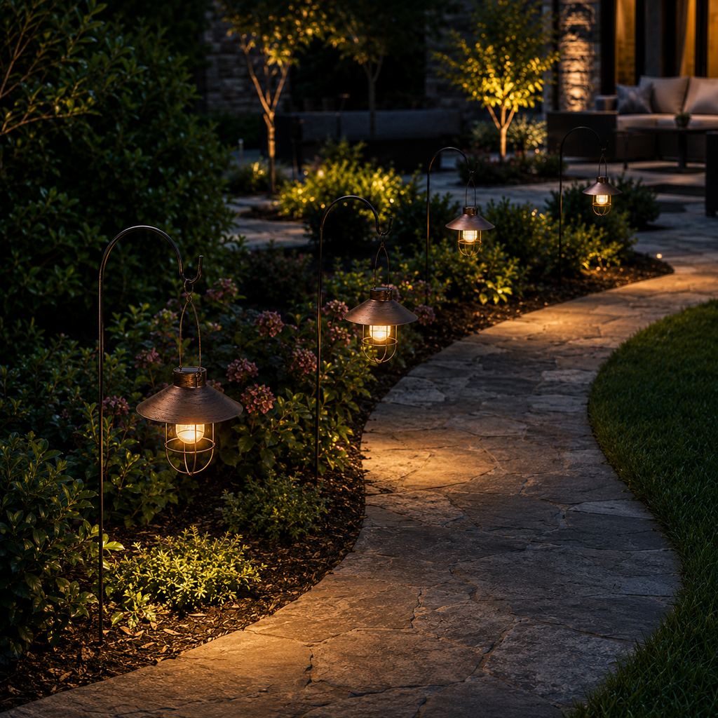 Solar Iron Chandelier Lanterns | Set of 2