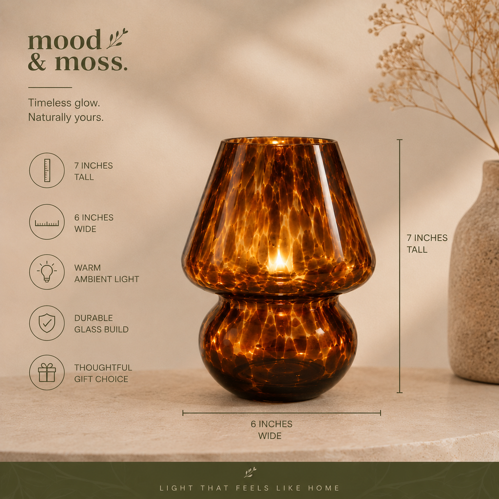 Amber Glass Mushroom Table Lamp