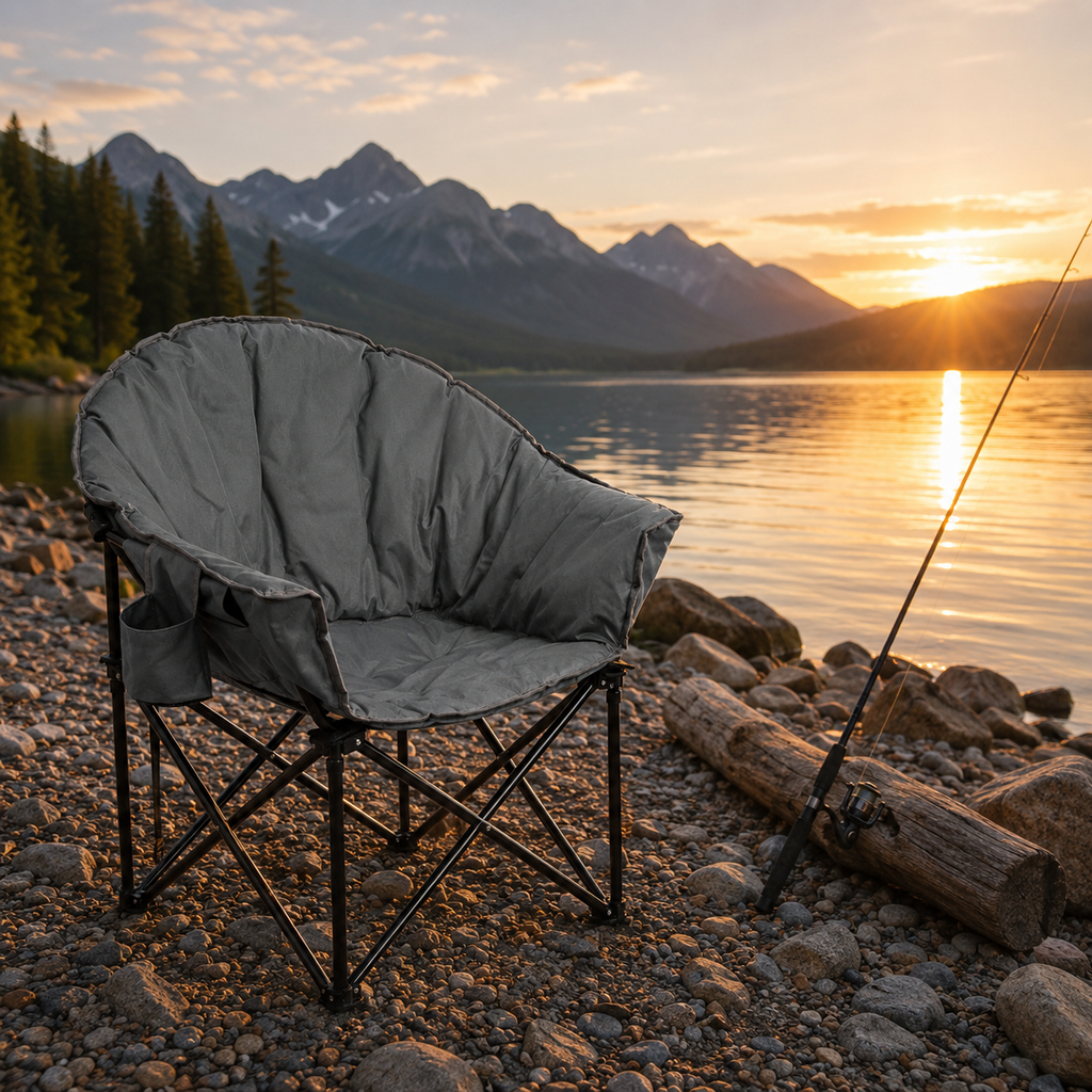 Folding Camping Moon Padded Chair with Carrying Bag