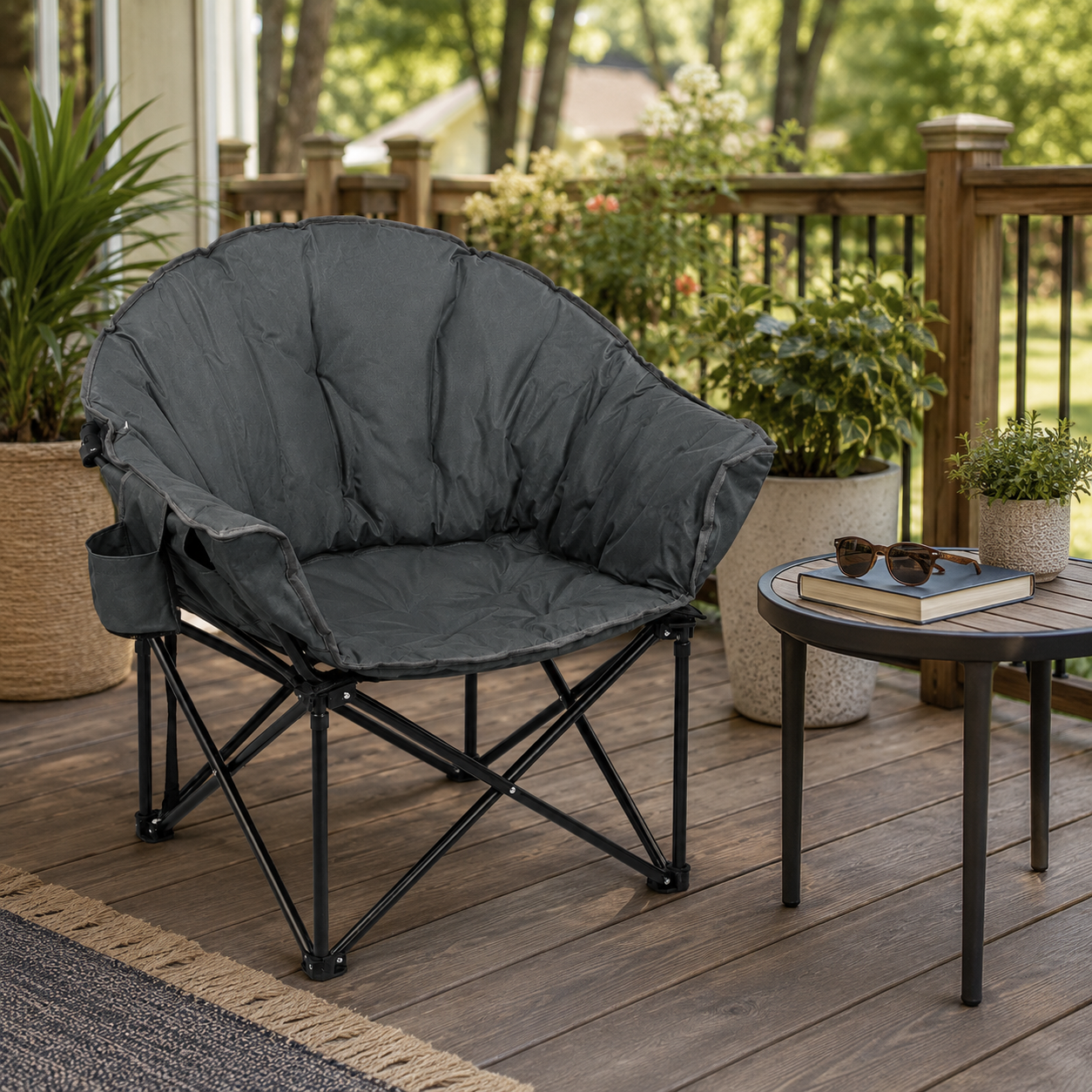 Folding Camping Moon Padded Chair with Carrying Bag