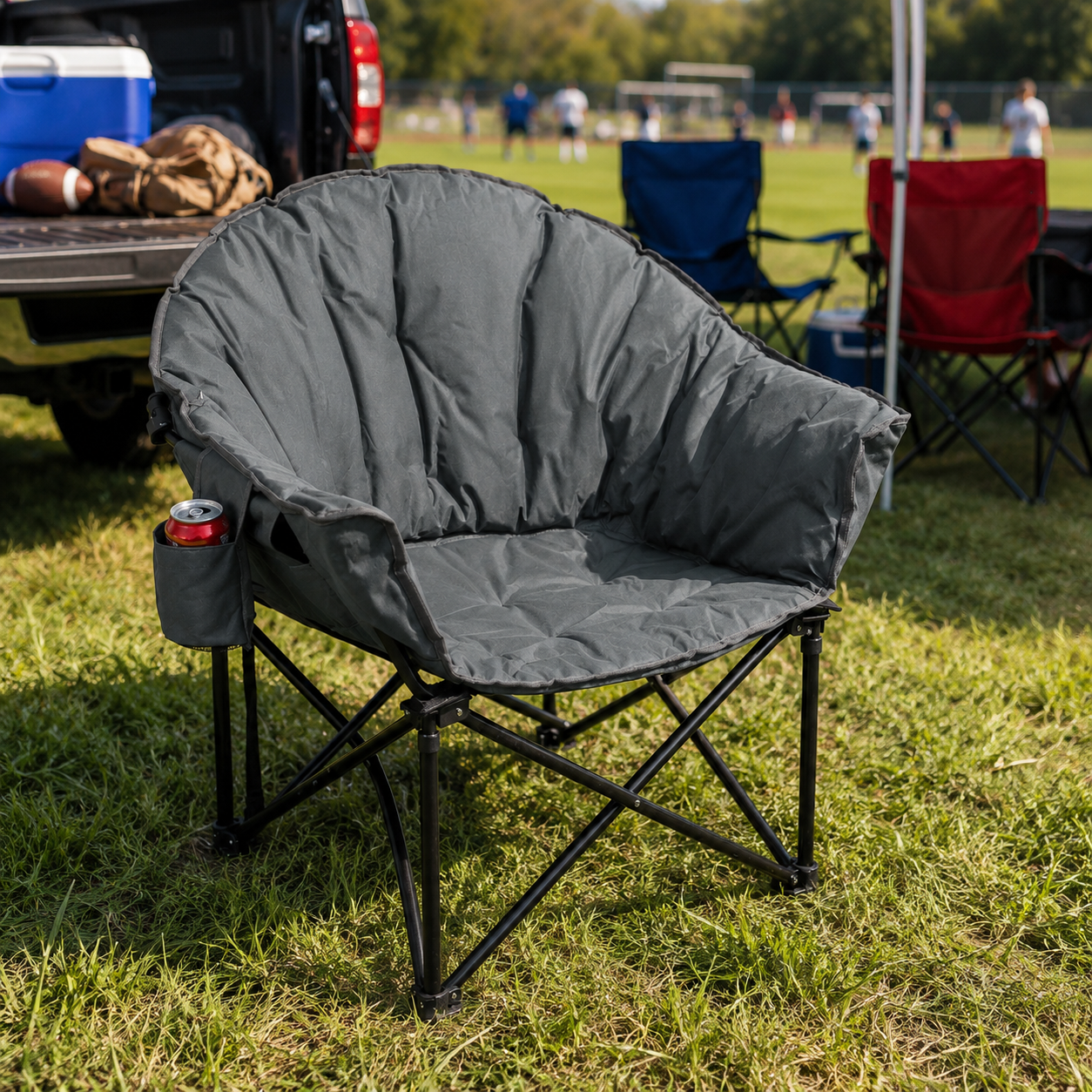 Folding Camping Moon Padded Chair with Carrying Bag