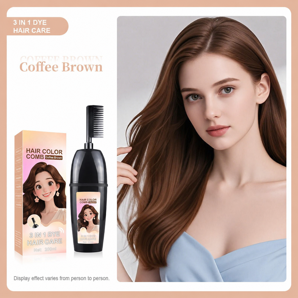 3-in-1 herbal hair coloring comb | Easy hair coloring at home with built-in brush