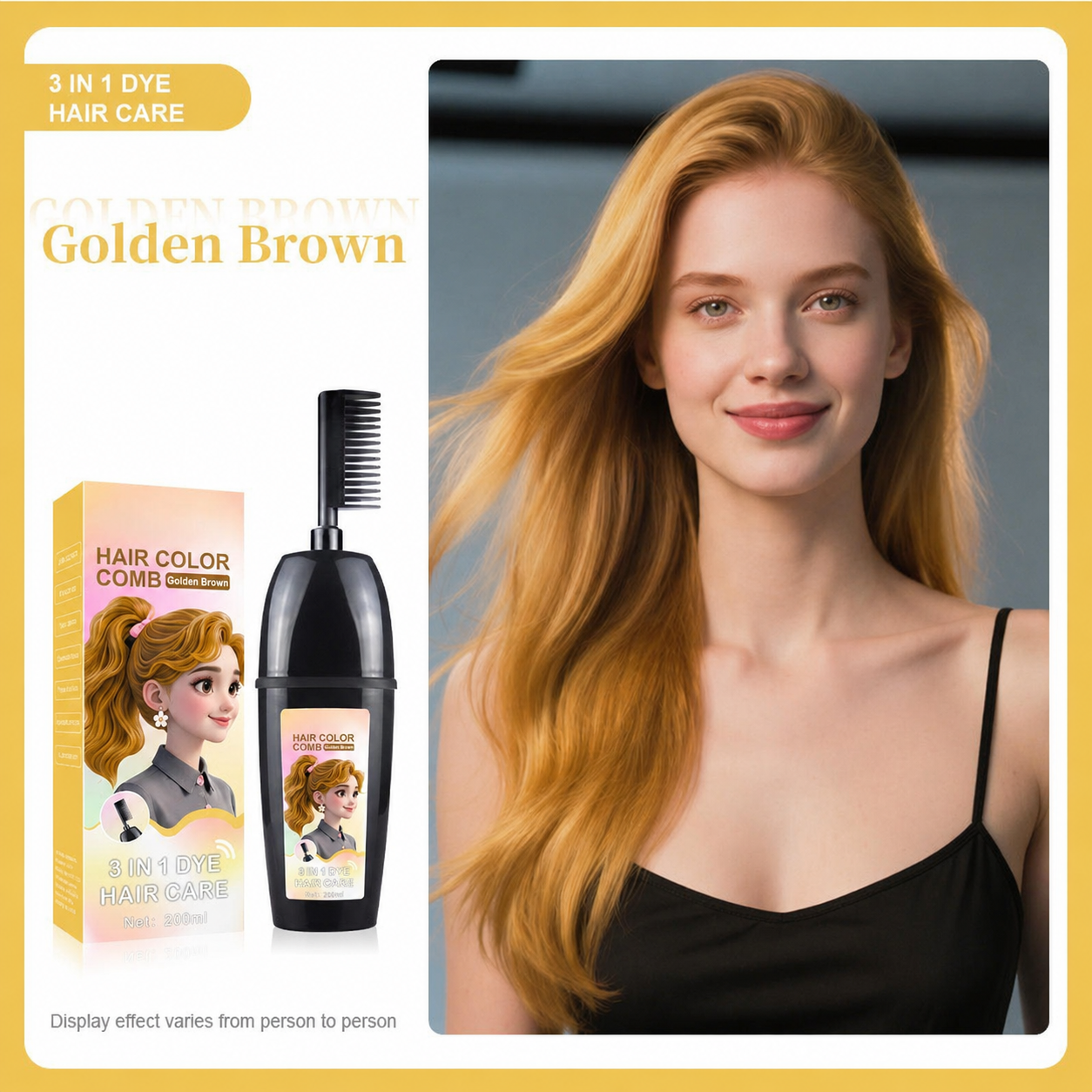 3-in-1 herbal hair coloring comb | Easy hair coloring at home with built-in brush
