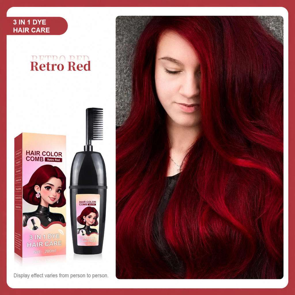 3-in-1 herbal hair coloring comb | Easy hair coloring at home with built-in brush