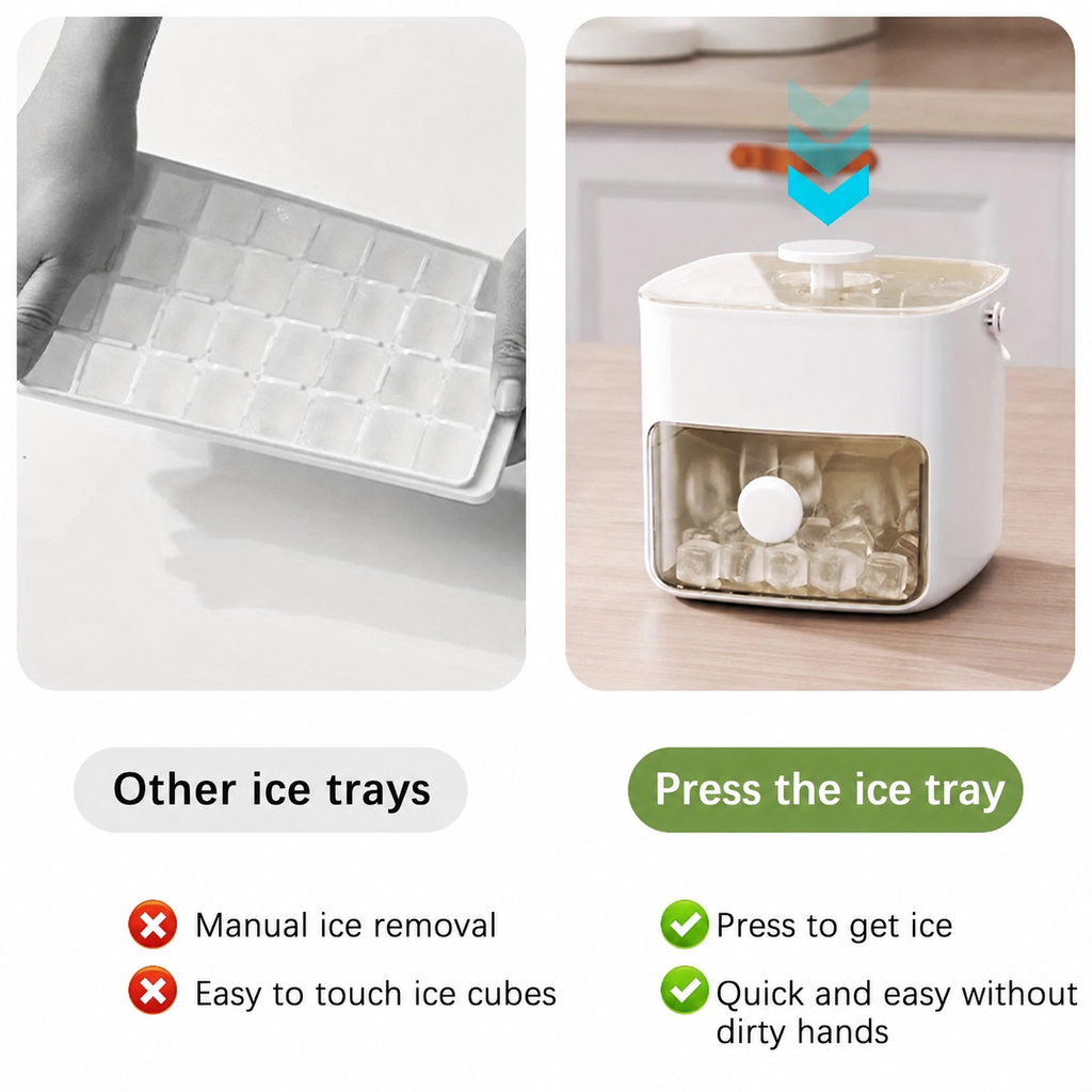 Ice Cube Maker, Ice Cubes Maker, Double Layer 50-ice Cube Maker with Easy Glide, Food-grade Plastic Storage Tray for Refrigerator, Kitchen Gadget, Utensils