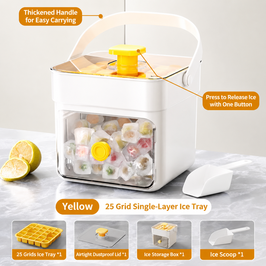 Ice Cube Maker, Ice Cubes Maker, Double Layer 50-ice Cube Maker with Easy Glide, Food-grade Plastic Storage Tray for Refrigerator, Kitchen Gadget, Utensils