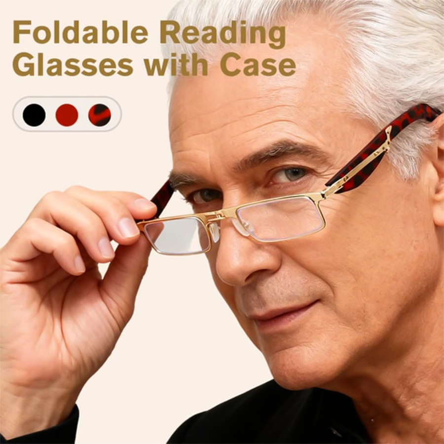 Foldable Anti-Blue Light Reading Glasses with Case, Anti Eyestrain/Glare Computer Reading Glasses