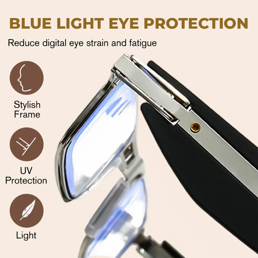 Foldable Anti-Blue Light Reading Glasses with Case, Anti Eyestrain/Glare Computer Reading Glasses