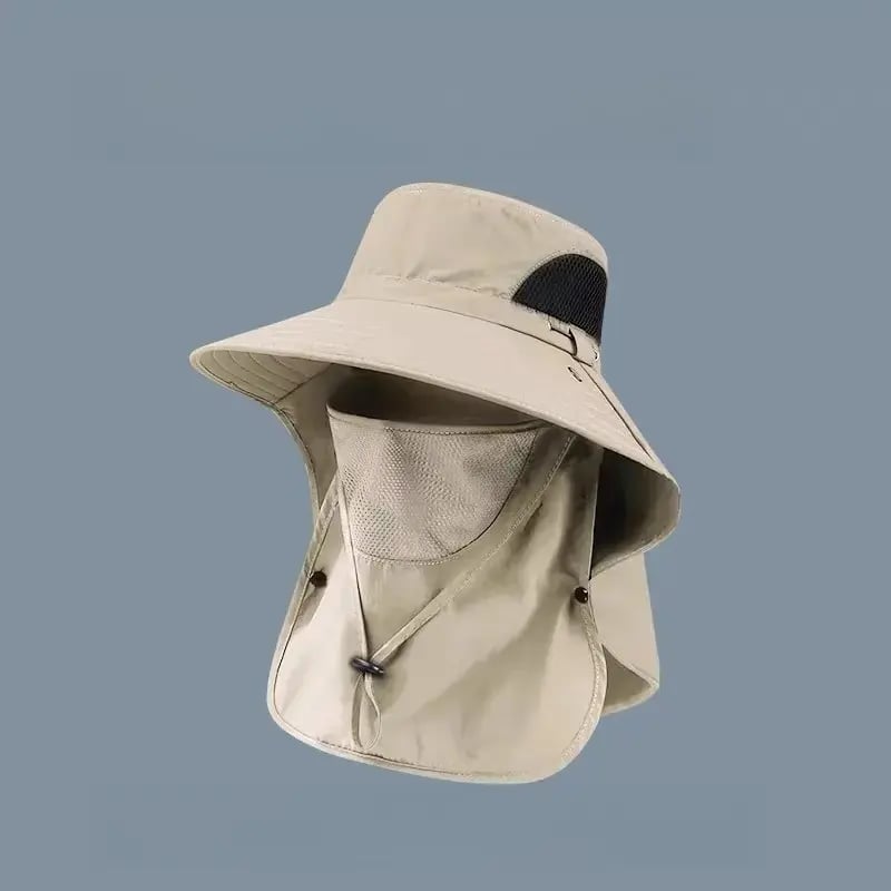 Wide Brim Sun Hat, Men's Safari Hat, 360° Sun Protection, UPF50+, Shade Hat, Insect Repellent, Mesh, Breathable, UV Protection