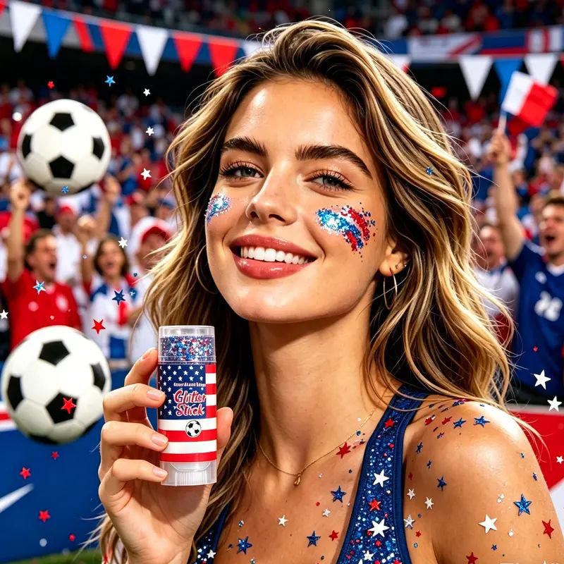 4th of July Glitter StickRed, White & Blue Body & Hair Sparkle
