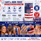 4th of July Glitter StickRed, White & Blue Body & Hair Sparkle