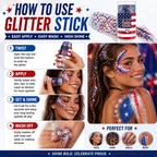 4th of July Glitter StickRed, White & Blue Body & Hair Sparkle