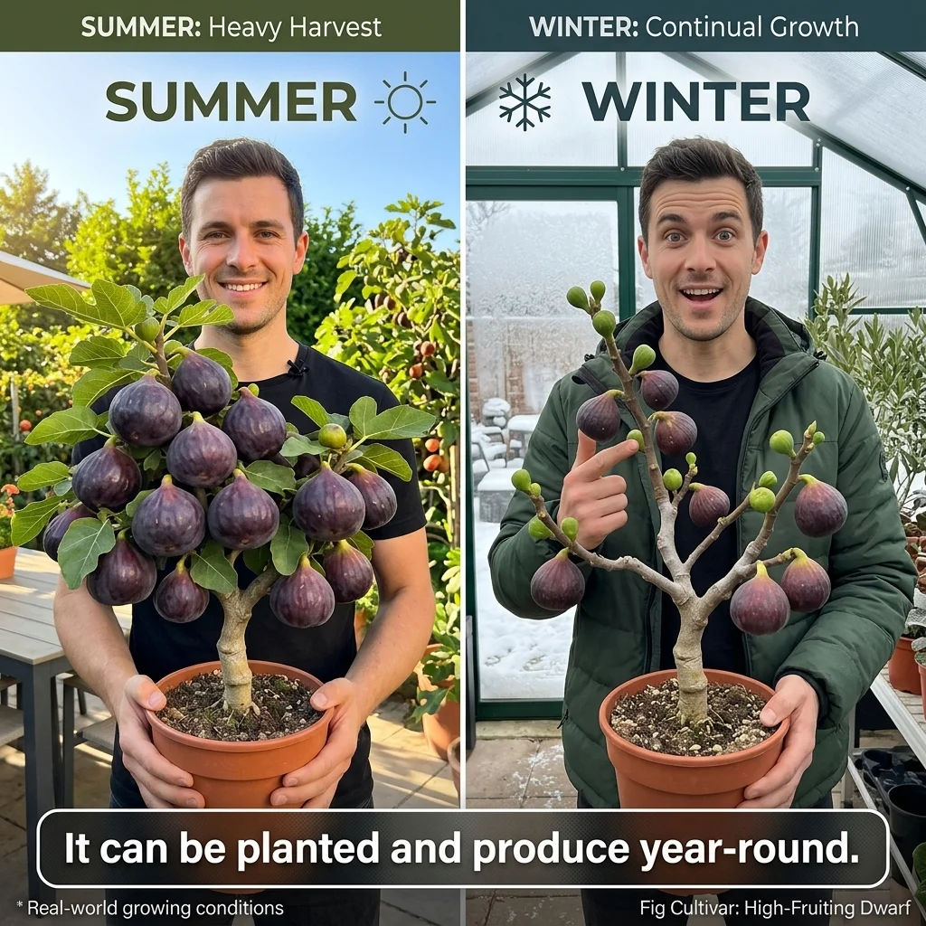 High-Yield Dwarf Fig Tree – Fast-Growing, Sweet & Crisp Fruit, Perfect for Pots, Balconies & Farms