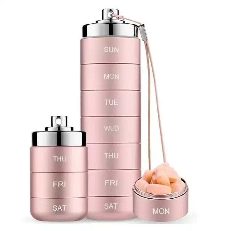 Portable Metal Pill Organizer – 7-Day Medicine, Vitamin & Supplement Holder