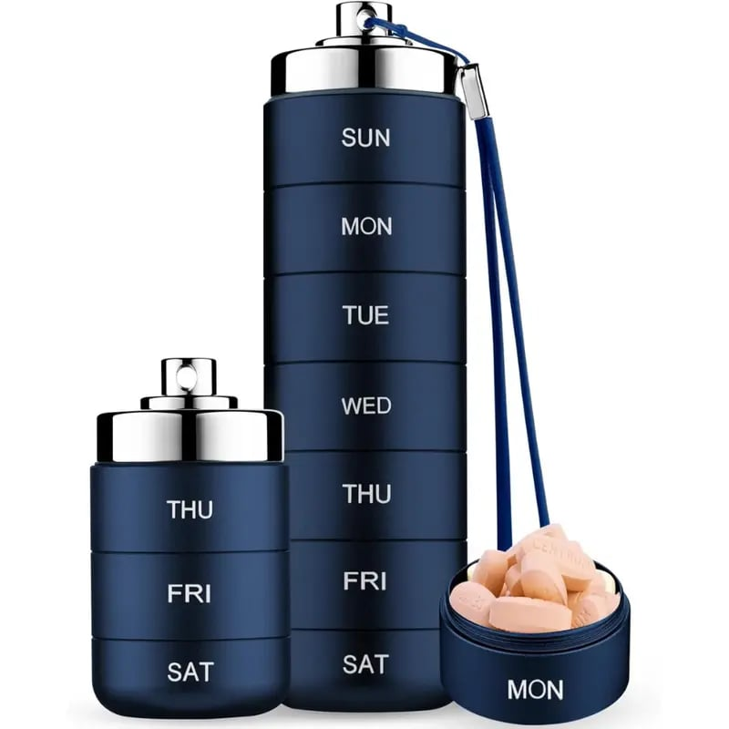 Portable Metal Pill Organizer – 7-Day Medicine, Vitamin & Supplement Holder