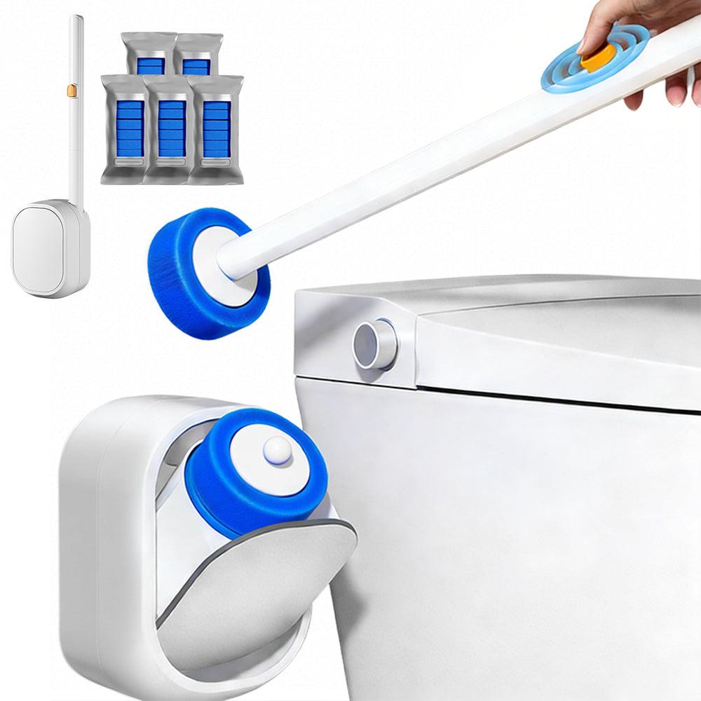 Disposable Toilet Bowl Brush and Holder Cleaning System with Cleanser-Infused Heads