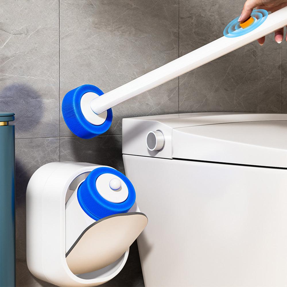 Disposable Toilet Bowl Brush and Holder Cleaning System with Cleanser-Infused Heads