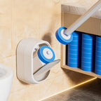 Disposable Toilet Bowl Brush and Holder Cleaning System with Cleanser-Infused Heads