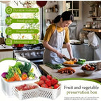 Produce Storage Containers – Stackable Fridge Organizer Bins with Removable Colanders
