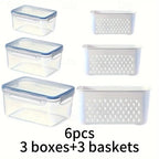 Produce Storage Containers – Stackable Fridge Organizer Bins with Removable Colanders