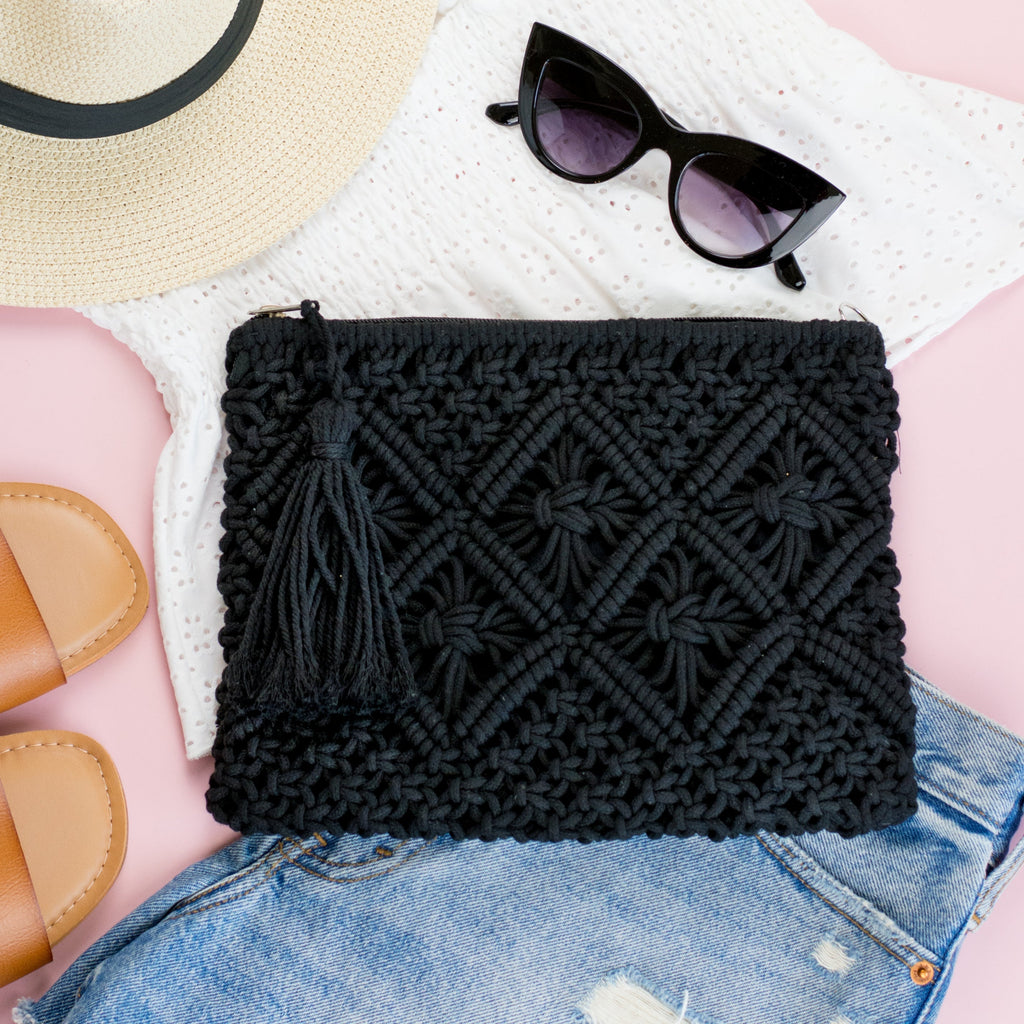 Macrame Tassel Clutch