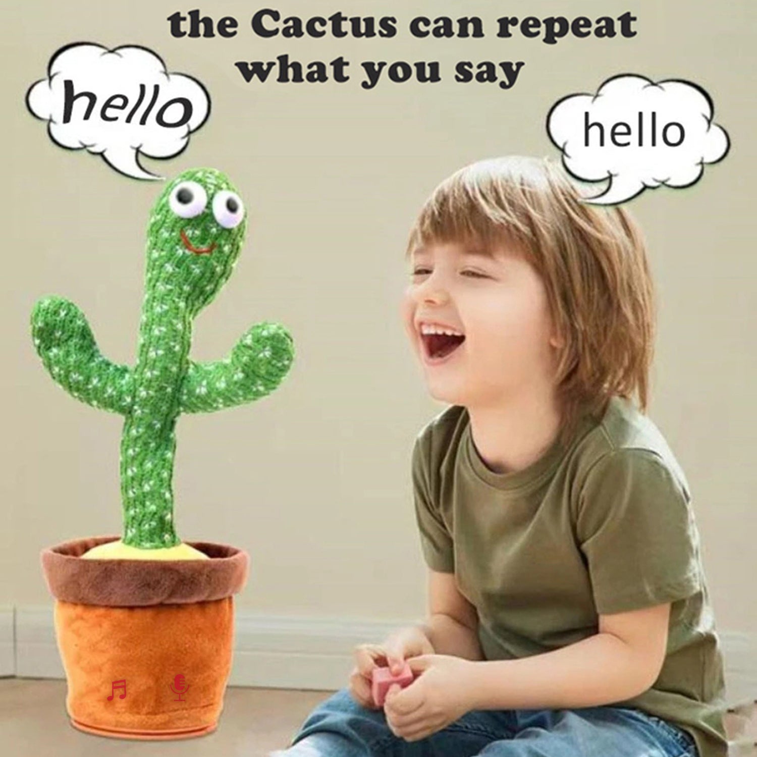 Dancing Cactus Mimicking Toy, USB-C Rechargeable