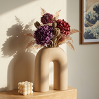 Beige Ceramic Vase with Curved Design